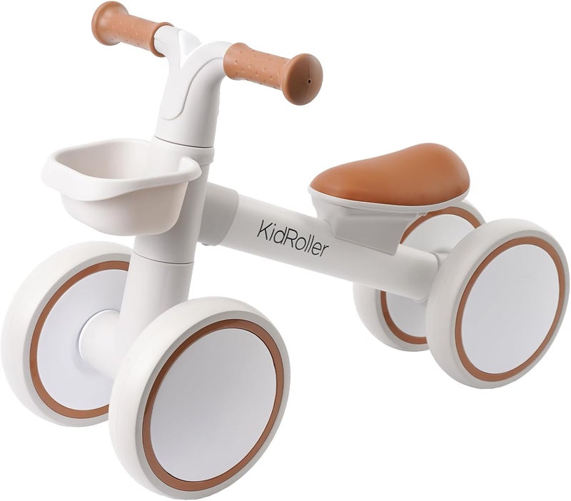 KidRoller Kid's Balance Bikes for 1 Year Old Boys and Girls, 12-24 Months Toddler Ride-on with Adjustable Seat and a Front Basket, First Birthday Gifts (White) - Image 1
